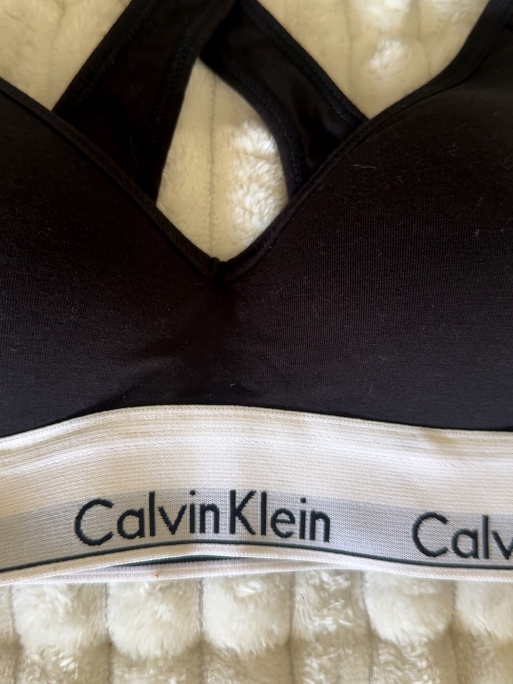 Calvin Klein Black Bralette/Sports Bra with White Logo Band - Picture 4 of 9